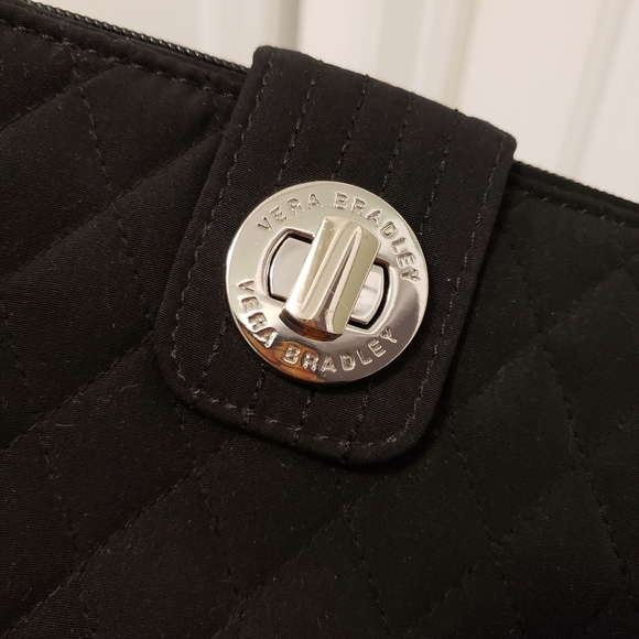 Vera Bradley Large Black Quilted Turnlock Close Wallet, Preppy, Versatile - Picture 3 of 12